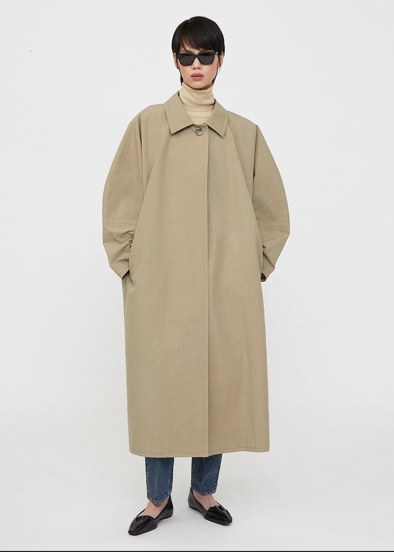 Trench Coats Trench T0teme Women Springsummer Long Coat Cotton Polyamide Version Collier Classic Vintage Oversize Wind 230812