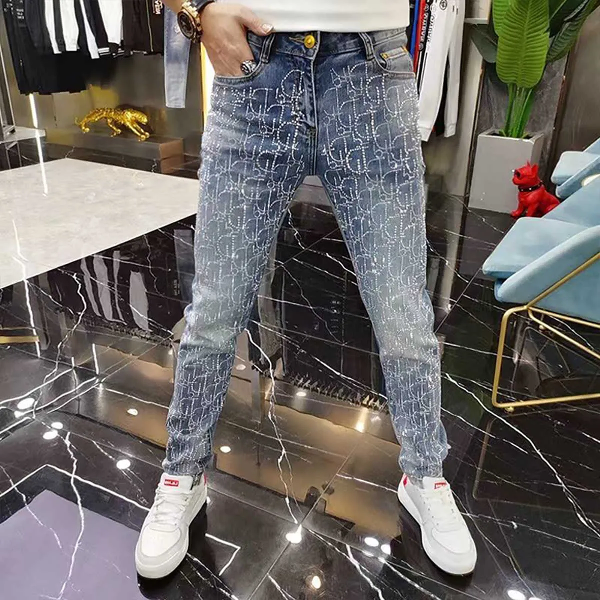 Luxury Rhinestone Fashion Nova Men Jeans For Men Heavy Processed
