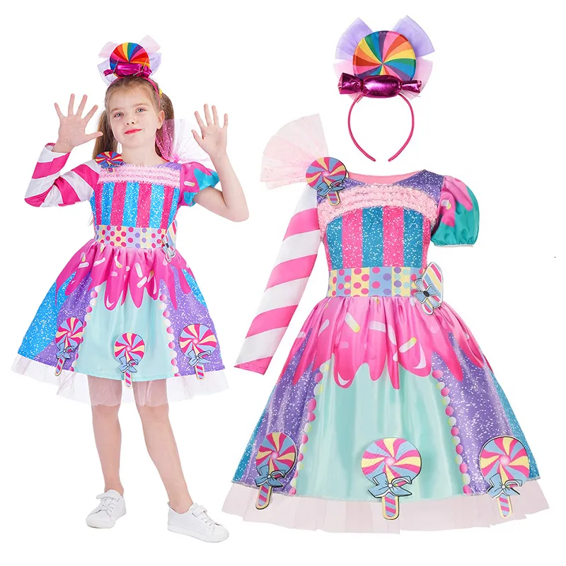 Flickans klänningar prinsessan flicka godis klänning kostym barn födelsedagsfest cosplay kostym år unicorn tutu klänning jul purim kläder 230812