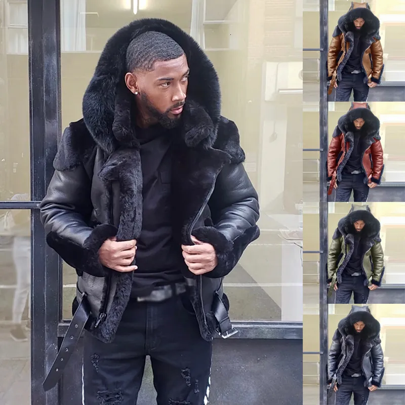 Men's Jackets Fashion Parka Pilot Men's Natural Sheepskin Fur Coat Men's Winter Genuine Leather Jacket Motorcycle Biker Clothing 230811