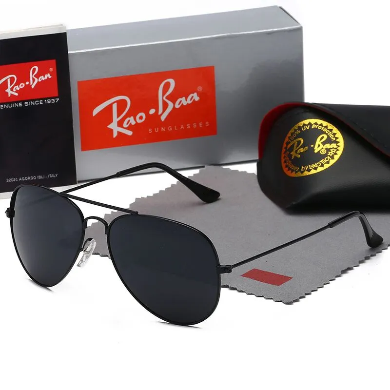 Männer Rao Baa Sonnenbrille Klassische Marke Retro Women Aviator Sonnenbrille Rey Luxus Designer Eyewear Bans Metall Rahmen Designer Sonnenbrille Frau 3025 mit Kasten