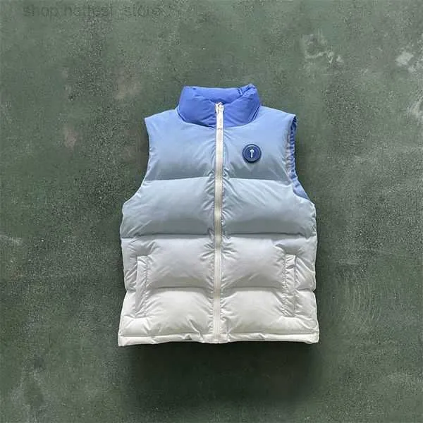 2022 Nieuwe mannen Trapstar-jas Irongate Badge Gilte-Ice Blue Borduurde letters Zip Sluiting Vest Women Coat 2 PQZ7