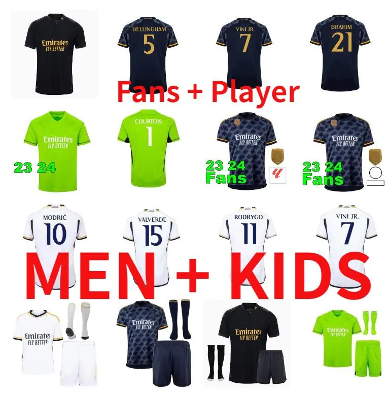 Bellingham 23 24 Mbappe Jerseys Vini Jr Real Madrids Final Rodrgo Camiseta Tchouameni Camavinga 2023 2024 Fãs Player Version Men Kids Football Shirt