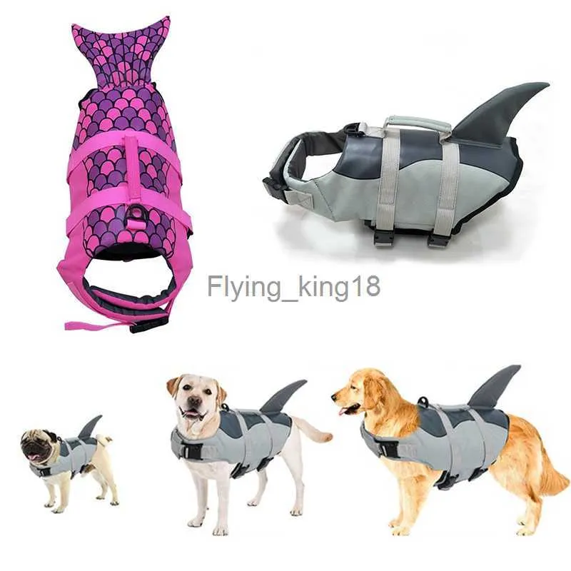 Lustige Haifischkostüm Haustier Schwimmweste für mittlere große Hunde Sommer Beach Big Dog Badeanzug Golden Retriever Maskottas Kleidung HKD230812