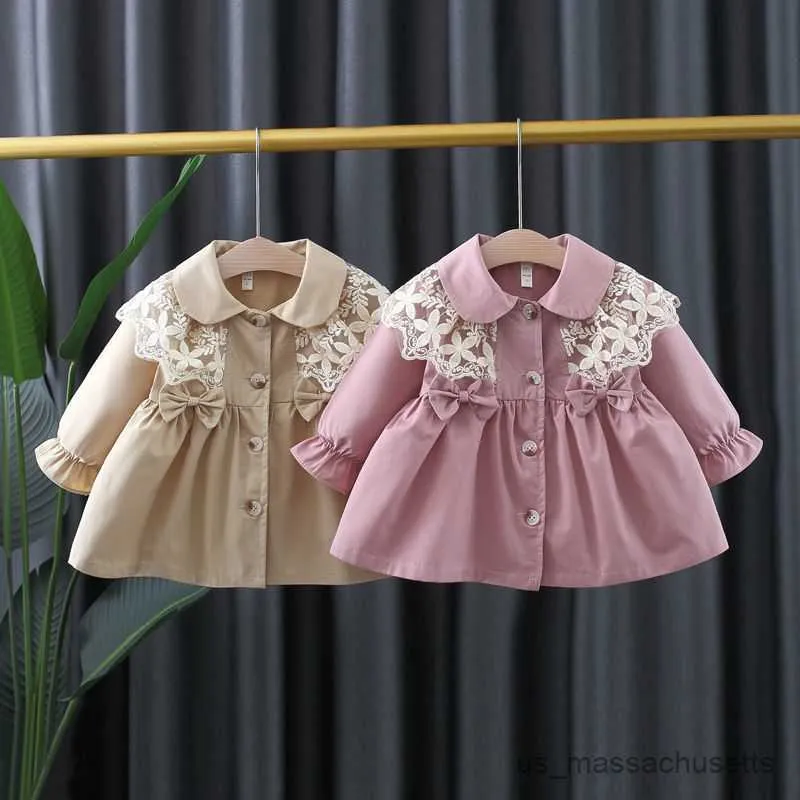 ジャケット新しい春秋の女の赤ちゃんの子供たちのトレンチコートプリンセスドレスジャケットオーバーコート子供服服R230812