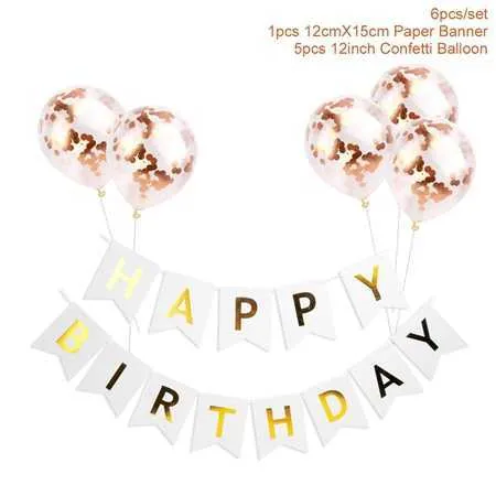 Dekoration Happy Birthday Letter Banner Rose Gold Blue Confetti Balloons Födelsedekorationer Baby Shower Gift Baloon