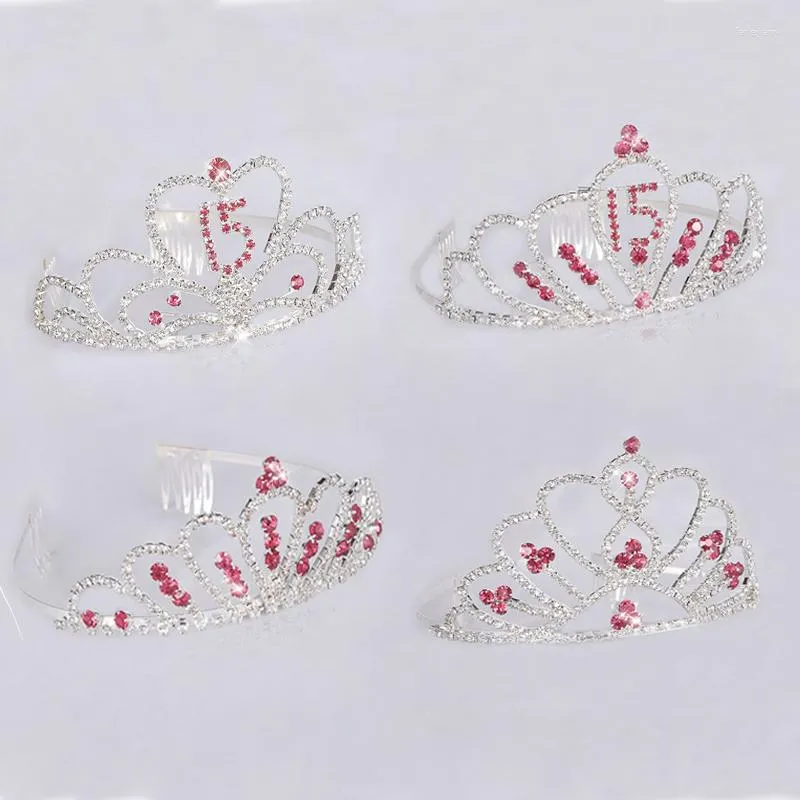 Clips de cheveux mignons Tiaras et couronnes Bride Wedding Headress Girl Femmes Rimestone Accessory Bijoux Anniversaire 15 ans Fête