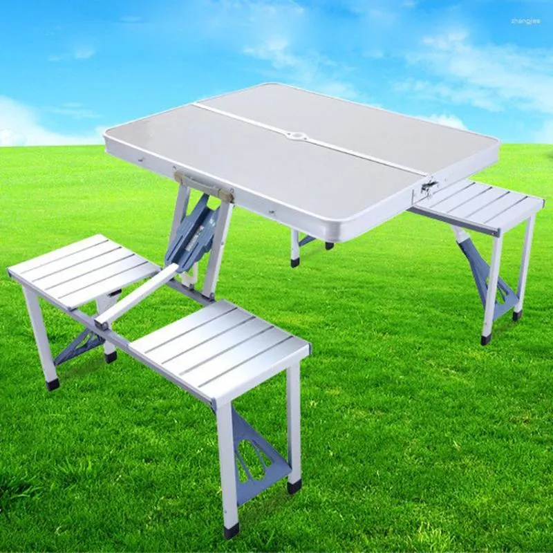 Camp Furniture Multifunction Durable Portable Outdoor Barbecue BBQ Camping Aluminum Alloy Folding Table Picnic Dining Desk Stool