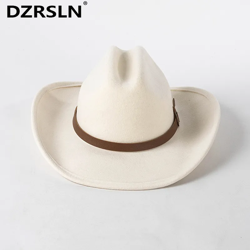 Wide Brim Wool Bucket Hat Casual Outdoor Fedora With Belt  display picture 1
