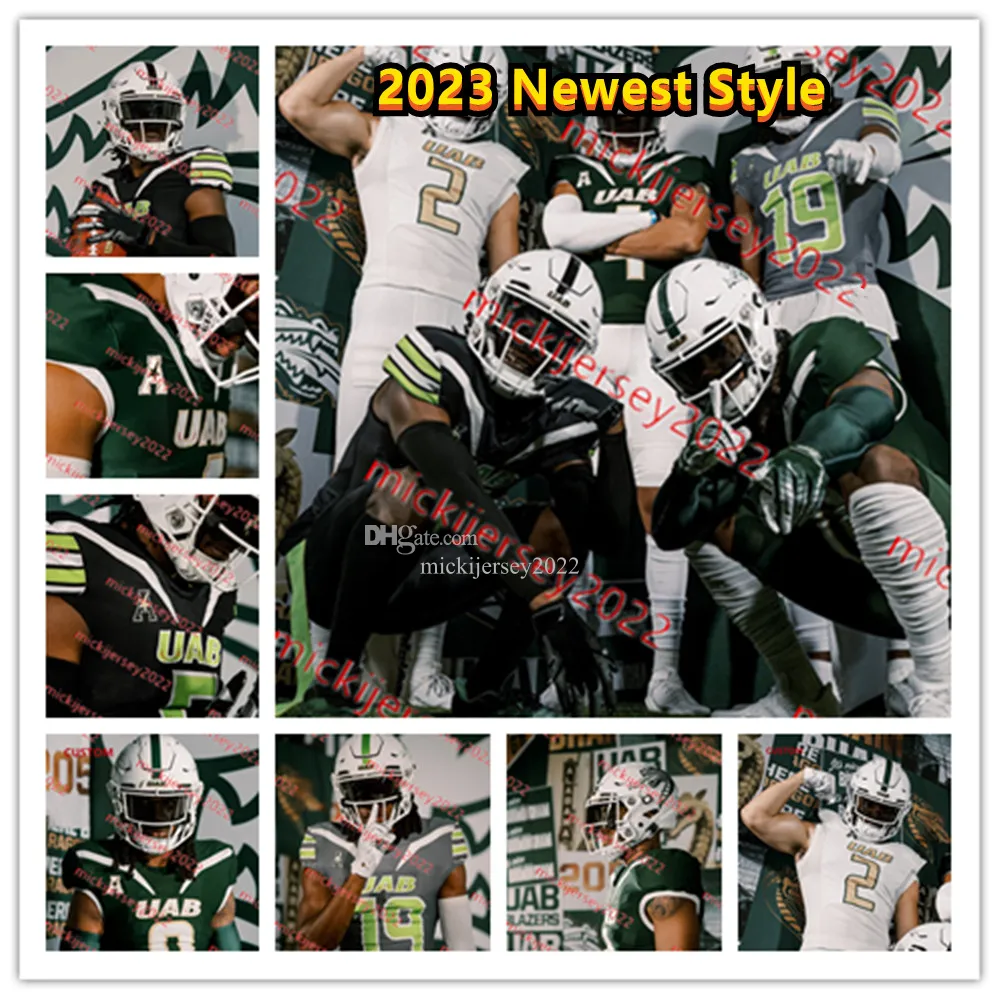 Jalen Mayala Alex Wright UAB Football Jersey James Smyre 20 Ad Diamond 7 Tamarious Brown 16 AJ Brown 58 Ryan Gunter 2 Fred Farrier II Custom Stitched Uab Blazers Jerseys