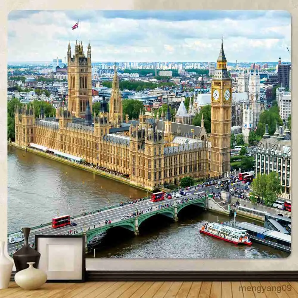 Tapestres Big Ben City View Home Decor Decortry Scene Decor Home Background Plow Wall Holding Wall Decoration R230812