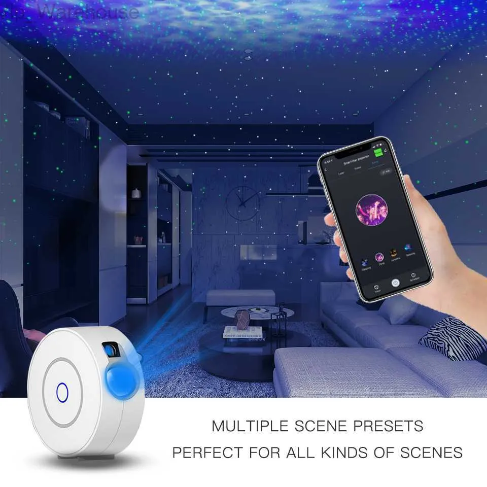 Tuya Smart Star Projector Wi -Fi Laser Starry Sky Project Dawing Night  Light светодиод красочный приложение беспроводное управление Alexa  Compatible ...