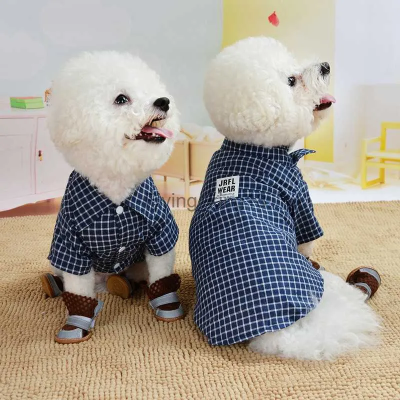 British Style Black Plaid Dog Shirt Spring Summer Summer Puppies Casual Fashion Sweatshirt Small Dog Médio Chihuahua Teddy Clothing HKD230812