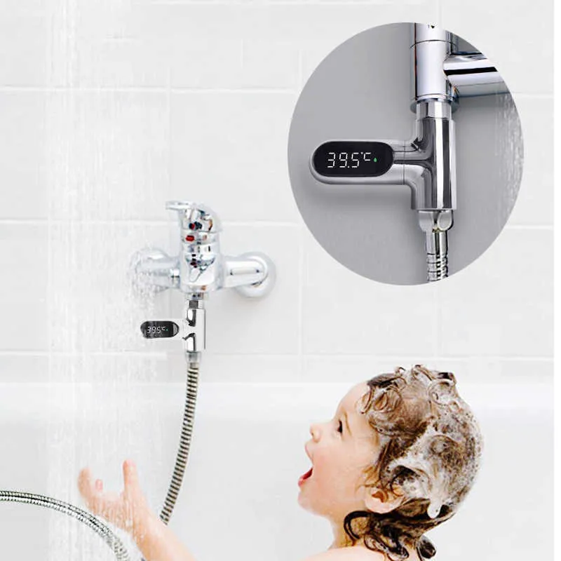 Affichage LED CELSIUS TEMPERTÉRATURE DE L'EAU COMPRÉTENNE PLANT 360 ROTATION 8-85 Thermomètre de douche électrique Accessoires de salle de bain bébé