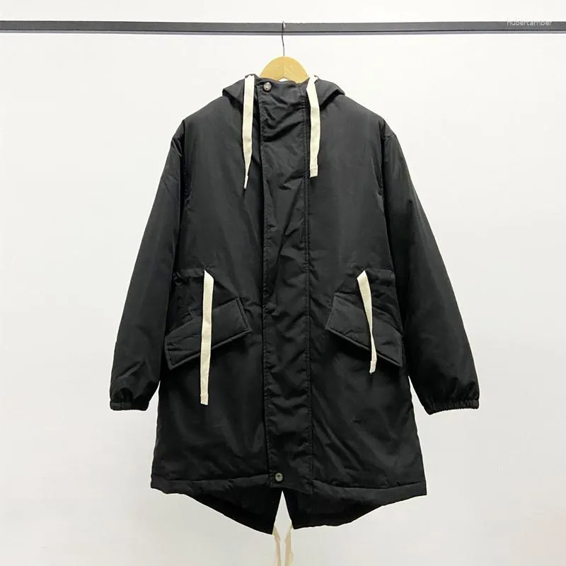 Kvinnor Down Parkas Coat Black Loose Warm Autumn Winter Long Sleeve Single Breasted Female Fishtail Jackets 2023