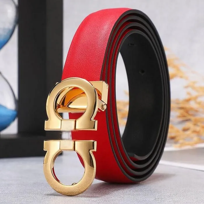 Designer Leather Belt Classic Casual Fashion Smooth Buckle 3.5cm Width Orange Box