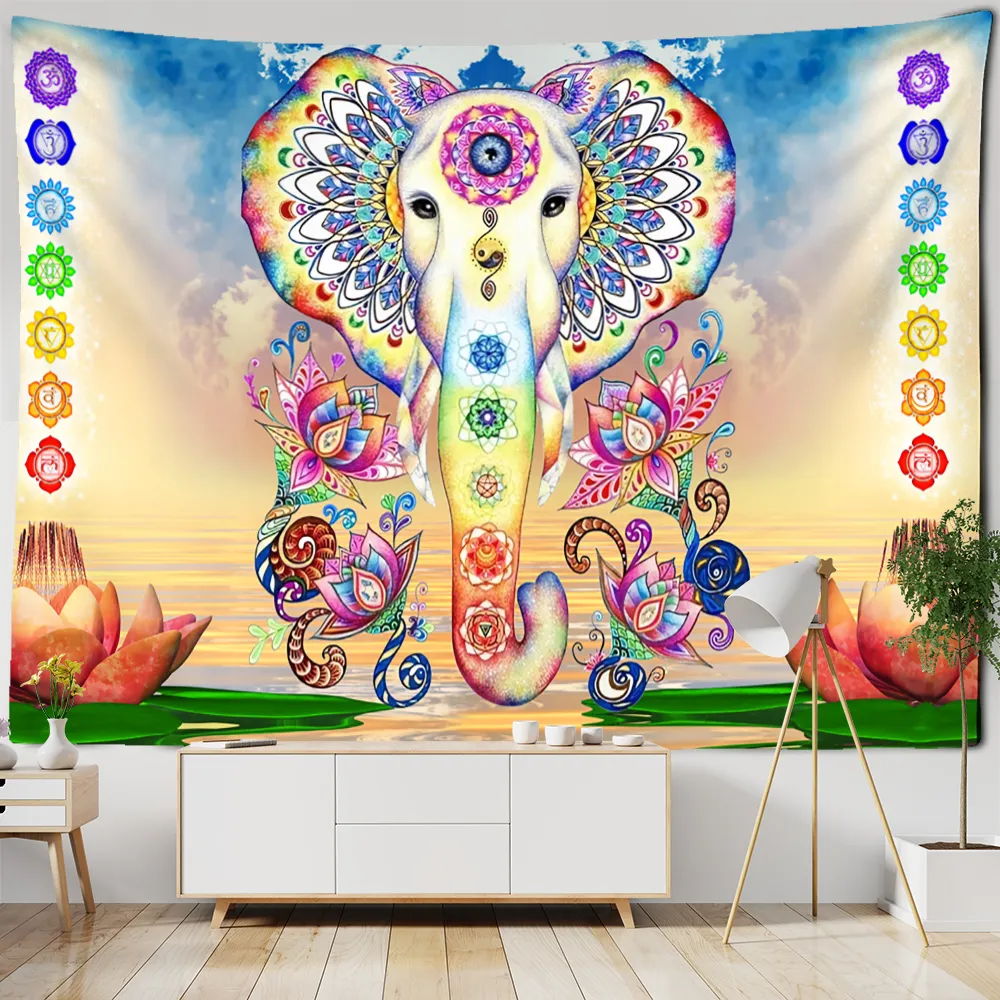 Tapissries 3D väggmålning elefant tapestry vägg hängande bohemisk hippie sovrum bakgrund trasa tryck hem dekor 230812