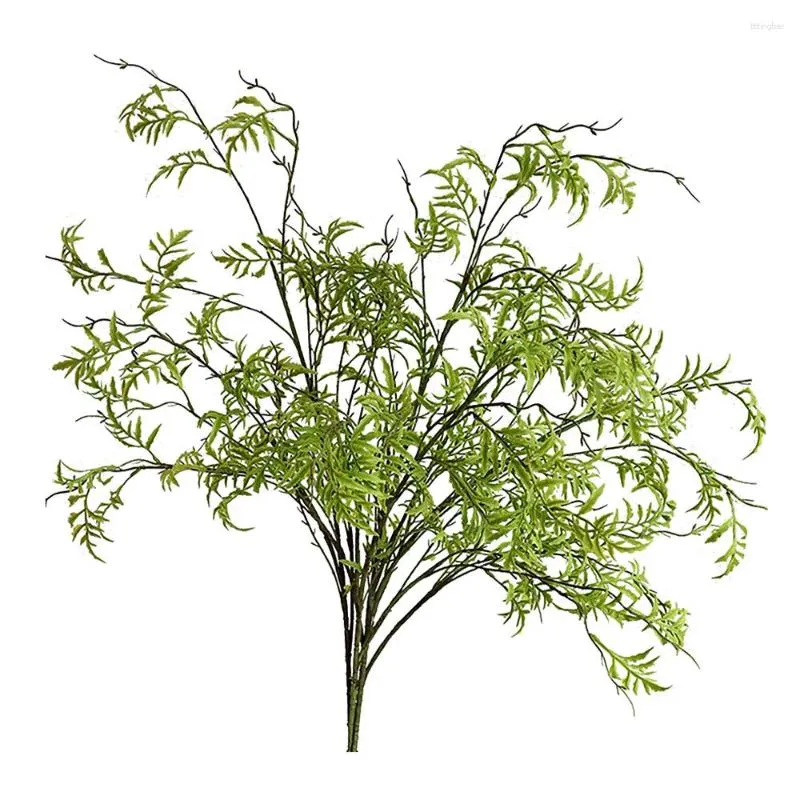 Dekorativa blommor 6 PCS Konstgjord grön växt Willow Branch Stora ormbunke växter Sea Golden Sand Leaf Props El Office Home Garden Decoration