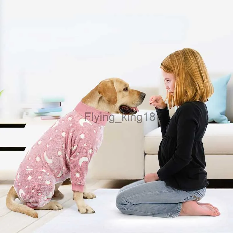 Hundpyjamas medium stor hund benmåne design termisk romer flanell hund pajamas romper överrock hundkläder husdjur leveranser hkd230812