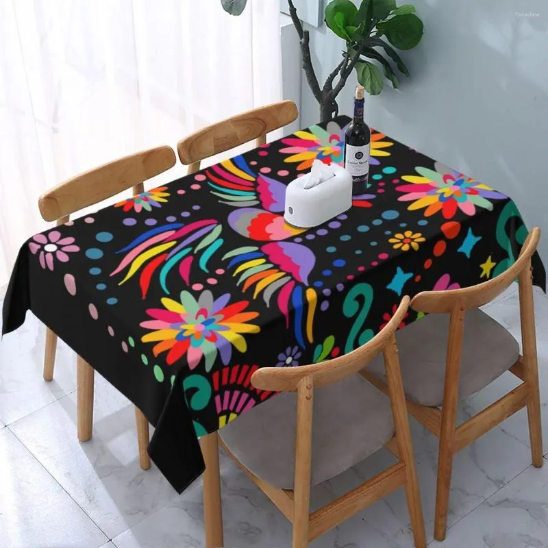 Tischtuch rechteckige mexikanische mexikanische blumblumte Textileöldichte Tischdecke Außenabdeckung mit elastischer Kante