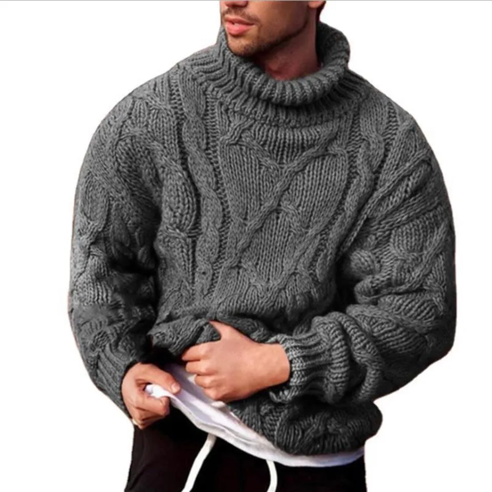 Fashion-Casual-Pullover Männer Strickwinne Winter Herbst 2023 Pullover Pullover Männliche Plus-Größe Schildkrötenhals Strickpullover Man234i