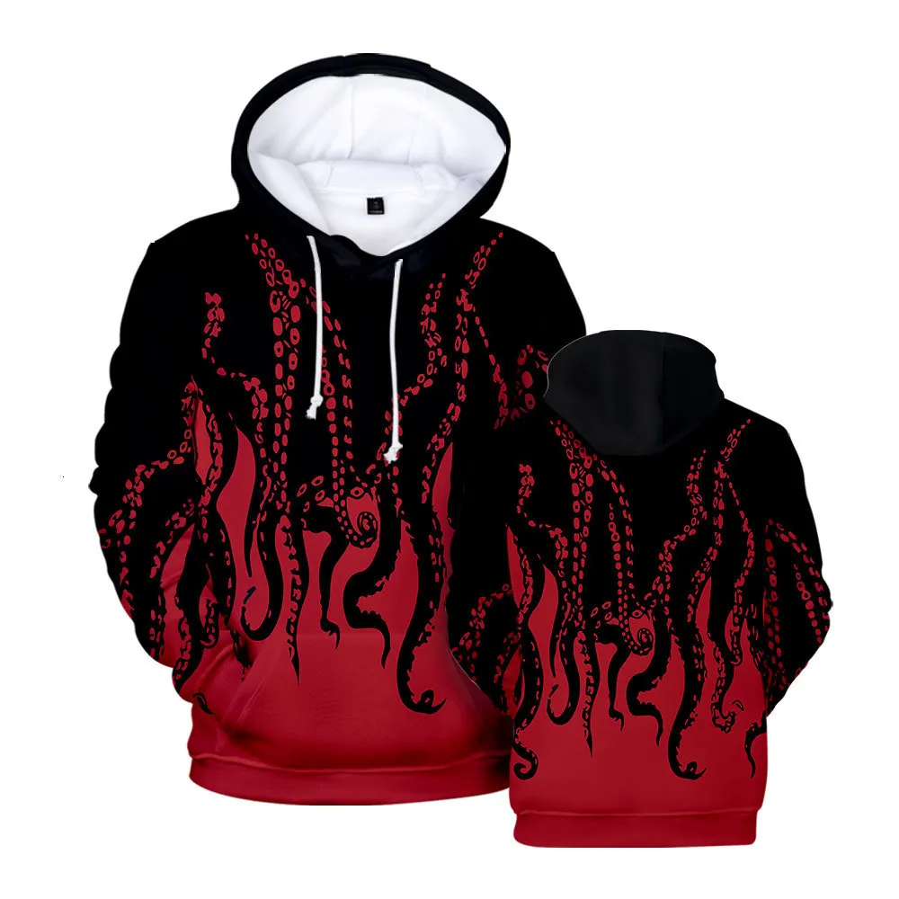 Heren Hoodies Sweatshirts Octopus Tentakels Gedrukte Hoodies Autumn Winter Pullover Men Women kleding Oversized Oversized Casual Fashion Hip Hop Sweatshirts 230812