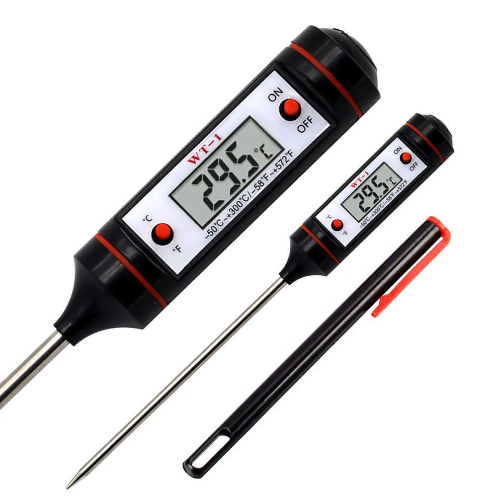 Professionele digitale keuken thermometer barbecue waterolie kookvleesvoedsel thermometers 304 roestvrijstalen sondegereedschap