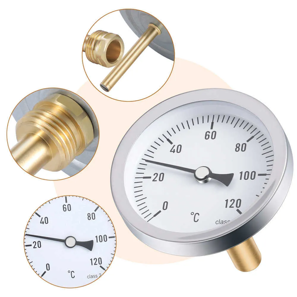 Milageto Home Industrial 63mm Temperature Dial 2pcs 63mm Dial Horizontal Thermometer Aluminum Temperature Log Burner Thermometer