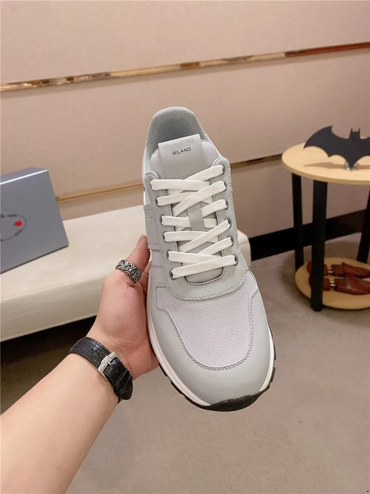 top quality Casual Shoes Designer Luxury men's single casual shoes with thick platform gear triangle P Lok Fu black Cloudbust leather add sneakers