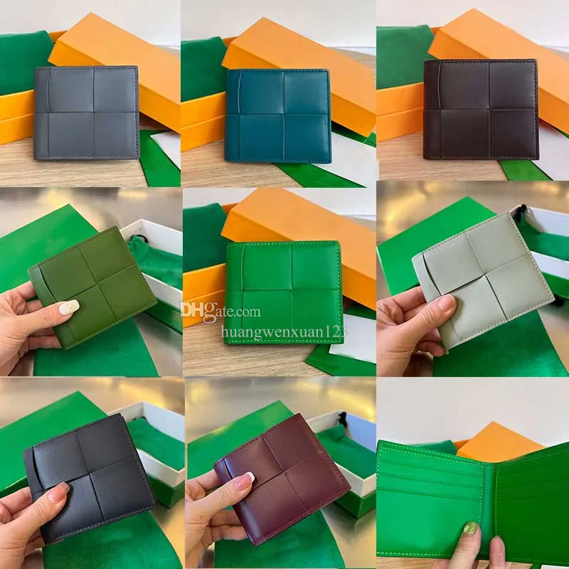 Män designer plånbok 10a kort plånbok toppkvalitet äkta läder kvinnokorthållare lyxvävda plånböcker med kreditkortsinnehavare med ruta 8 färger