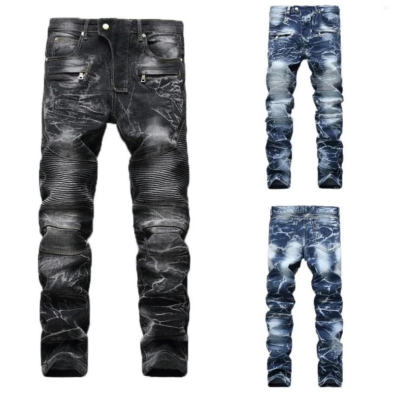 Pantaloni per jeans maschili pieghetti pieghe