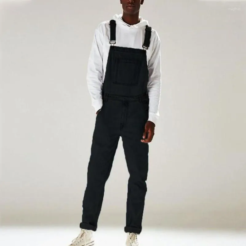 Men's Jeans Fashion Street High-waisted Strap Pants Jumpsuit Large Size Bib Overalls Old Retro Multiple Pockets