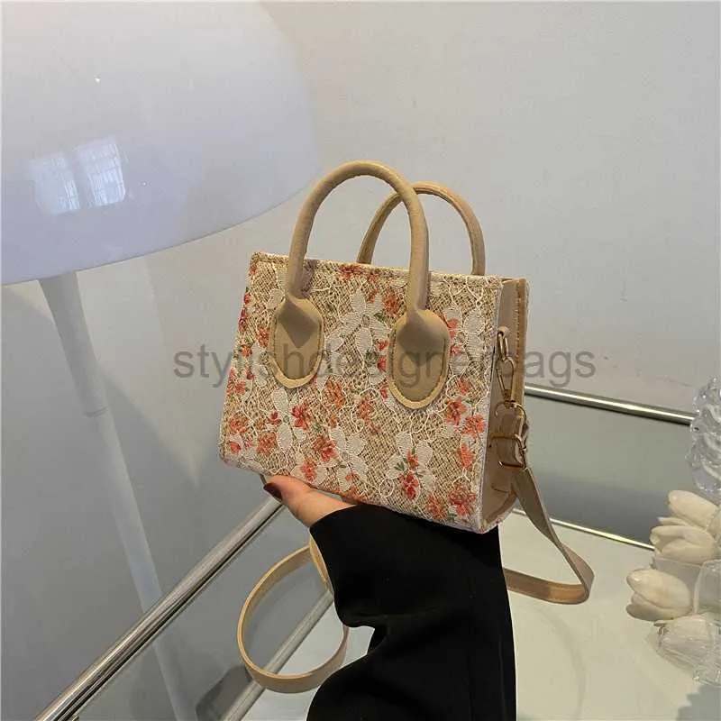 Beach Bags Korean version textured lace flower bag for women's bag new summer 2022 girls' crossbody bag fashionable portable small square bagstylishdesignerbags