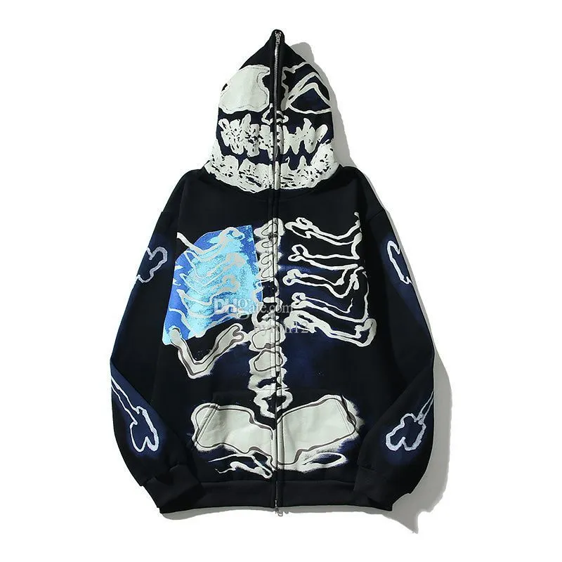 Halloween Hip Hop Retro Skeleton Skeleton Zip Up Hoodie For Men And Women Alphabet Streetwear Skateboard Jumper Sweatshirt In Sizes M 3XL From Byron12 Vendor 38.84 DHgate.Com
