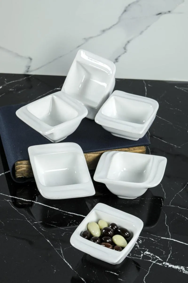 Bowls 6 Pcs Luxury Breakfast Mini Bowl White Ceramic Multi-Purpose Jam Holder Hazelnut Peanut Mold Kitchen Accessory