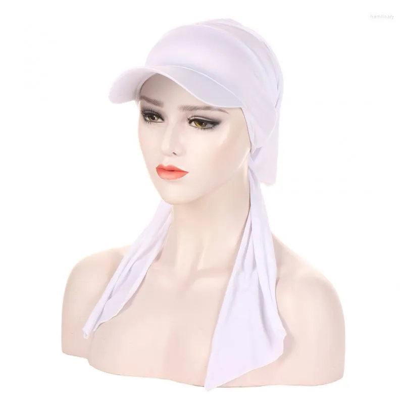 Etnische kleding strand buiten honkbal hoeden moslimvrouwen hijab tulband petten zomer vrouwelijk vaste kleur headwraps bonnetten haarverlies beanies