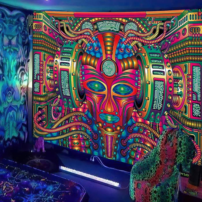 Black UV Reactive Psychedelic DJ Hippie Psychedelic Tapestry Amazon Wall Hanging Decor For Bedroom Dorm And Indie Room Decoration From Mang10 16.28 DHgate.Com