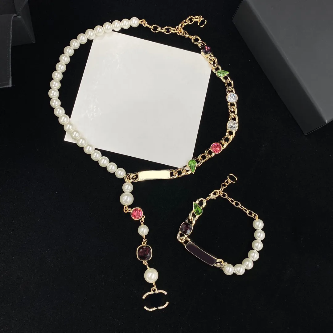 Pendant Necklaces Luxury Pearl Necklace Designer Colorful Gemstone Jewelry Bracelet Wedding Giftc0db