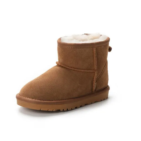 Nuovi scarpe da neve per bambini invernali in pelle scamosciata in pelle sgranata tubo corto anti-slip scarpe calde per ragazzi e ragazze