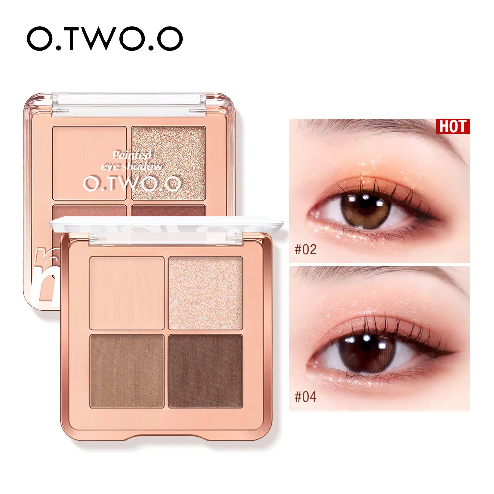 Eye Shadow OTWOO Eyeshadow Palette Glitter 4 Colors Matte Shiny Waterproof Highly Pigmented Blending Powder Makeup Pallet 230812