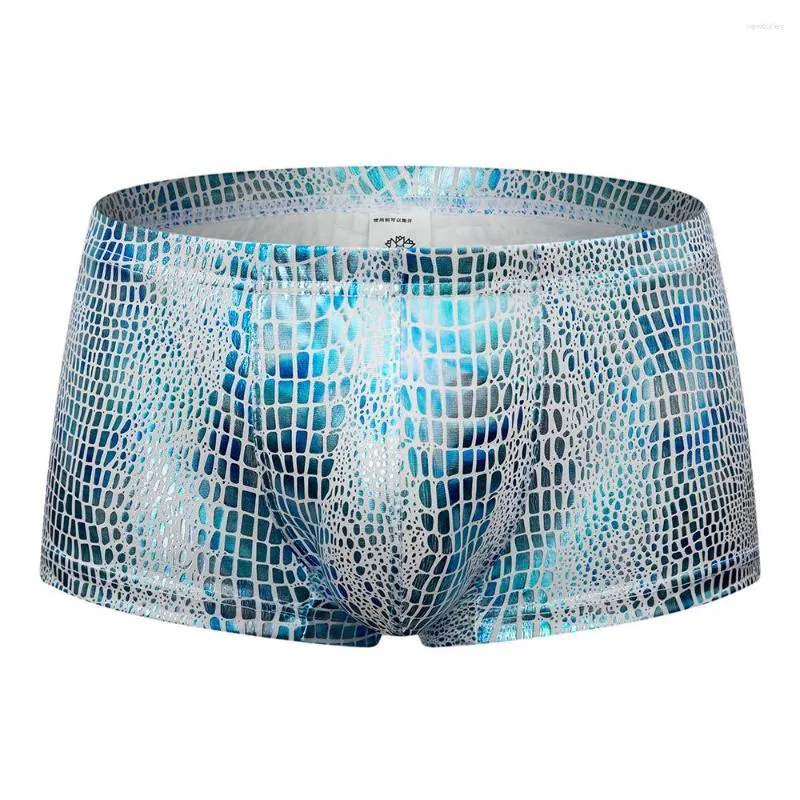 Underpantes Sexy Rouphe Mens de Cobra de Cobra de Correla de Couro Gay Men U Penis Pouch Bolsa Cueca Masculina Slip