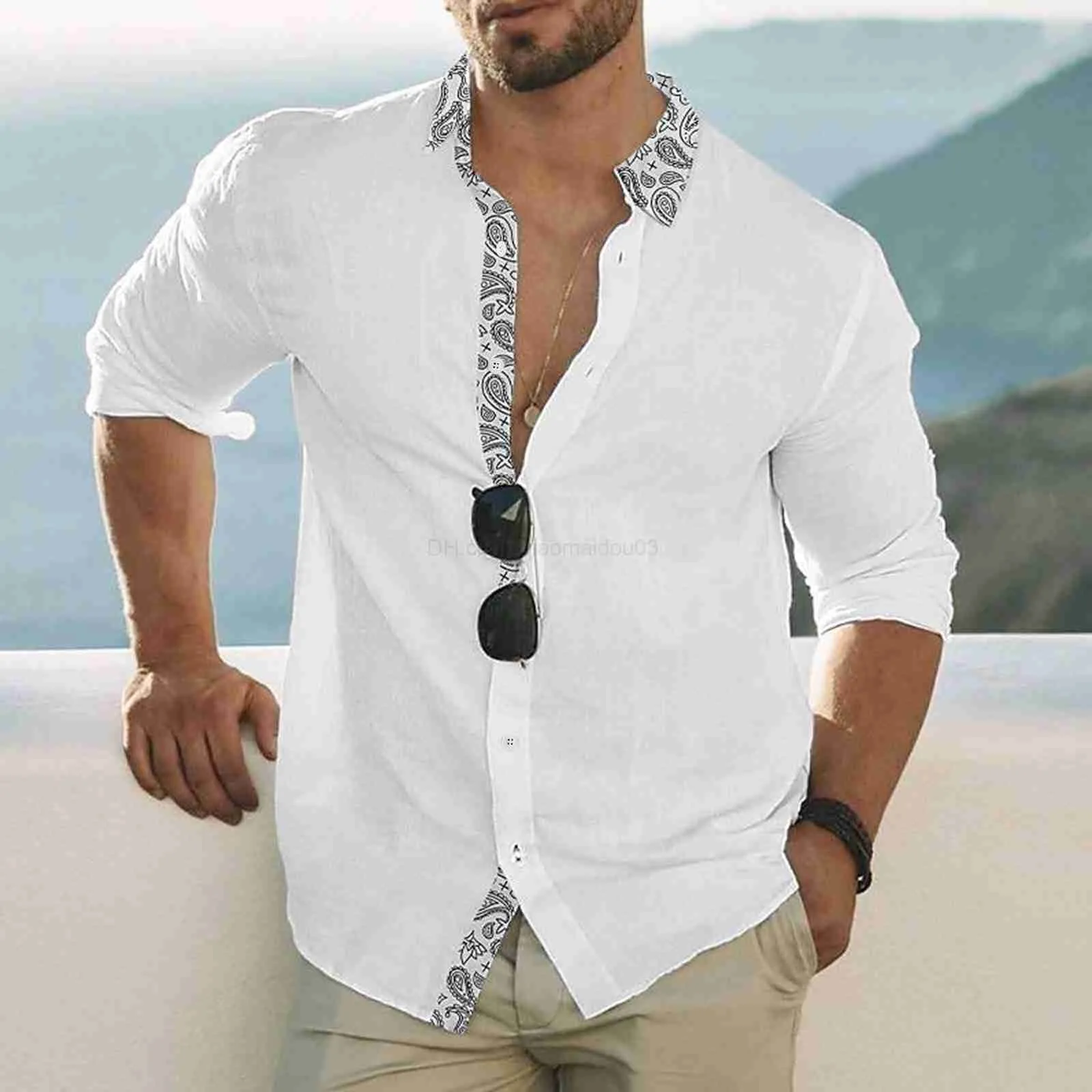 Camicie Casual Da Uomo Camicie Hawaiane Uomini Camicie Bianche A