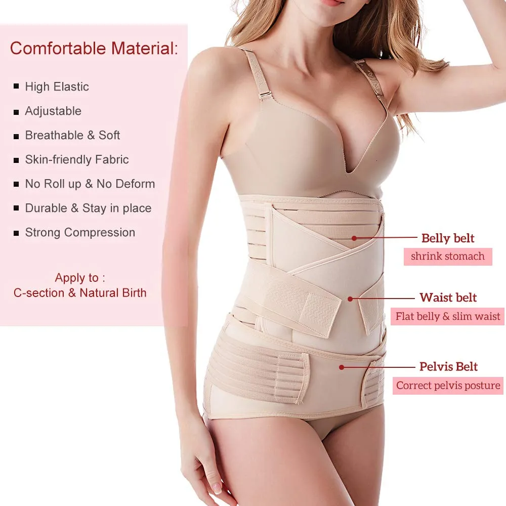 3 in 1 Abdominal Binder Postpartum Belly Wrap & Hip Belt, Pelvis & Back  Support