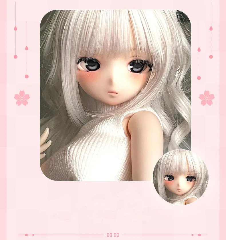 MIKO Doll Head With Rubber Open Cover White/Tan Skin Dress
