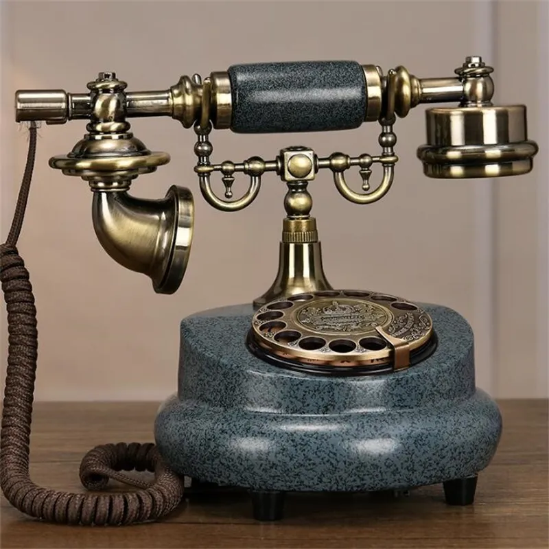 Telephones Retro Landline Phone Household Antique Nostalgic Old-Fashioned Turntable European Wired Fixed Telephone for Home 230812