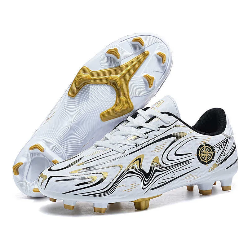 New Arrival Mens Long Nail Soccer Shoes TF AG Youth Football Boots Gold Blue Pink Comfortable Training Shoes