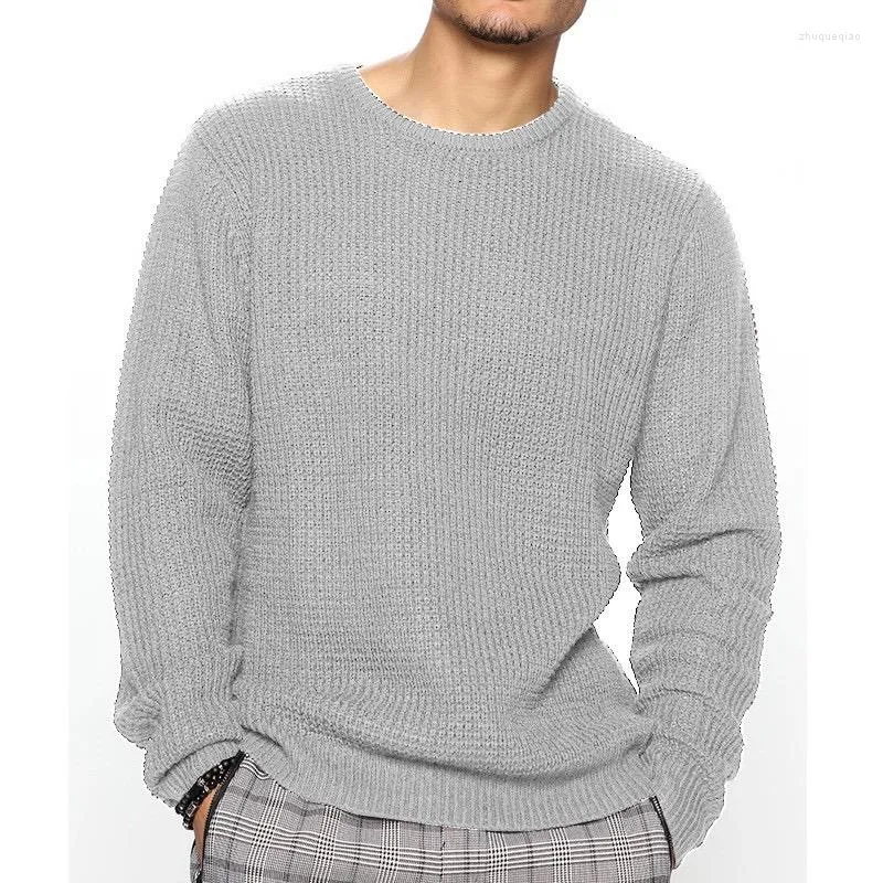 Erkek Sweaters 2023 Örgü Yuvarlak Boyun Kazak Günlük Kore Katı Katı Gevşek Sıcak Üstler Erkekler Sonbahar Kış Lüks Giyim