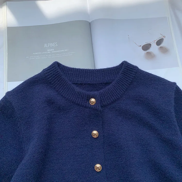 Cardigan Donna In Morbido Cashmere - Scollo Rotondo, Manica Lunga, Tinta Unita - Maglione Aperto Per Primavera, Autunno E Inverno