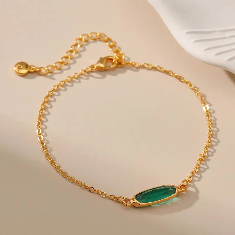 Strand CCGOOD Bracelete de diamante de vidro verde escuro para mulheres banhadas a ouro 18 K Alta qualidade de jóias minimalistas de jóias Mujer Girl