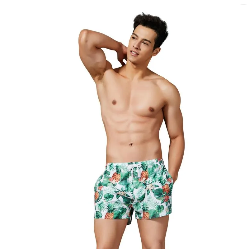 Shorts masculinos Seobean Summer Beach Pants Hawaiian Print Casual reto e reto